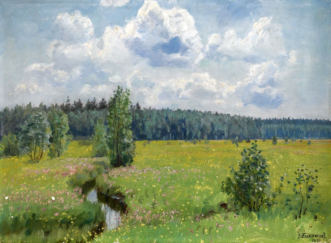 grasslands of the swislocka forest scorching june